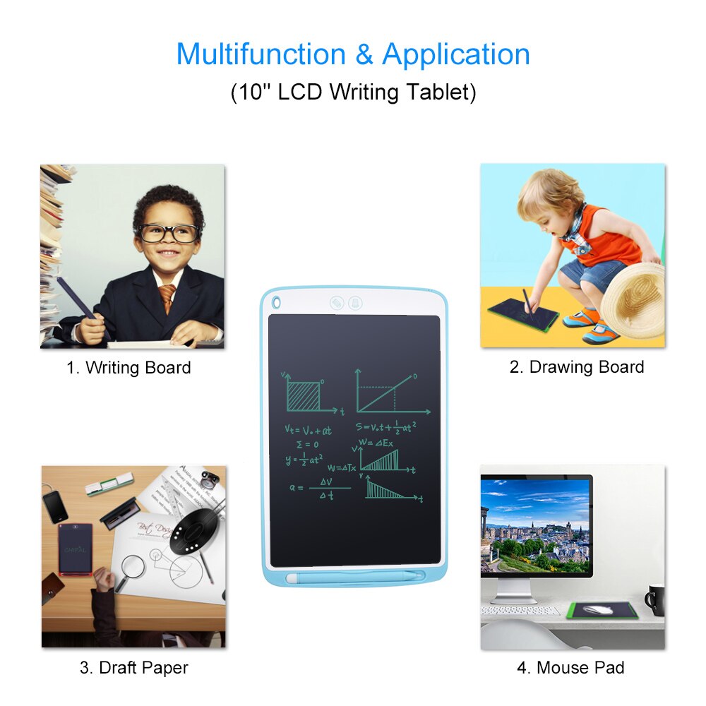 CHIPAL 10&quot; LCD Writing Tablet Partially Erasing Digital Drawing Tablet Handwriting Pads Portable Electronic Board Board with pen