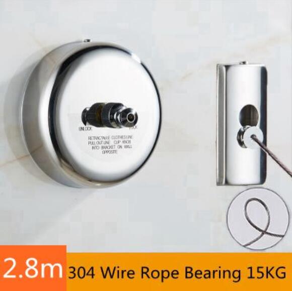 304 stainless steel clothes drying line chrome or gold plating cloth cord bathroom accessories 2.8 M clothesline WF: B Silver