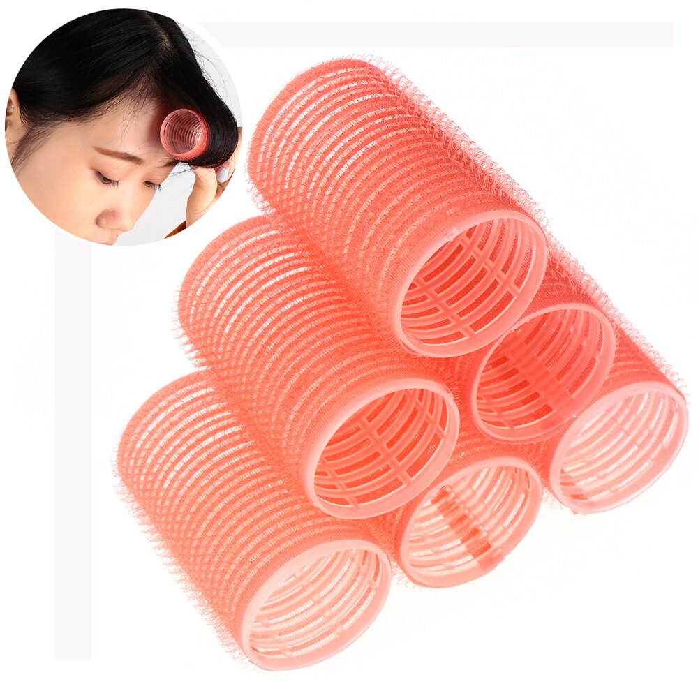 Flequillo de de 6 uds., rulos de peluquería con autoagarre de tamaño completo, rulos de pelo para salón , herramientas de estilismo de cabello de Color aleatorio