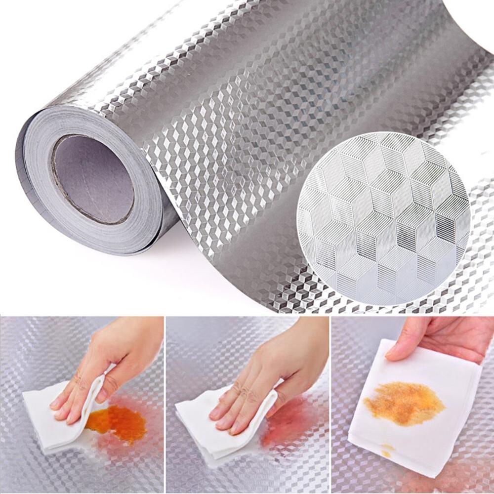 Keuken Supply Aluminiumfolie Zelfklevende Waterdichte Wand Papier Keuken Sticker Diy Home Decor Oliebestendig Sticker
