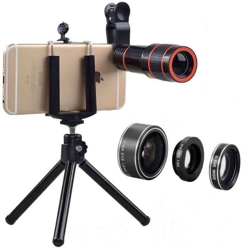 Tongdaytech Universele 12X Zoom Telelens Telescoop Mobiele Telefoon Camera Lens Met Clips Voor Iphone Samsung Smartphone