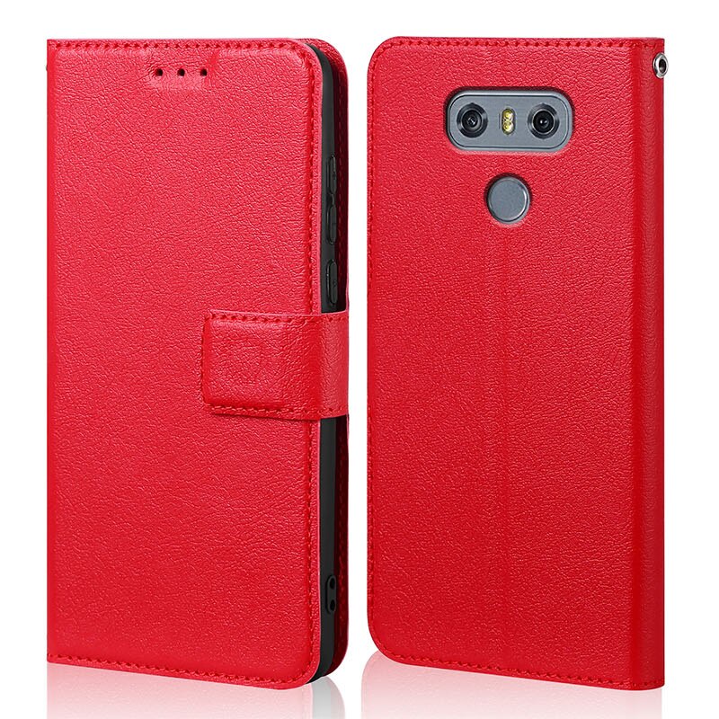 Siliconen Flip Case Voor Lg G6 G 6 H870 H873 H870DS Luxe Wallet Pu Leer Magnetische Telefoon Tassen Gevallen Voor lg G6 Met Kaarthouder: Red