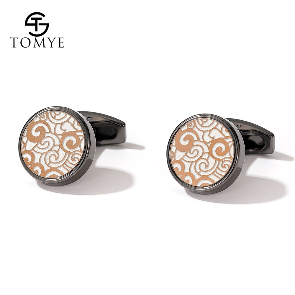 Cufflinks for Men TOMYE XK20S044 Round Decorative Pattern Metal Shirt Cuff Links for