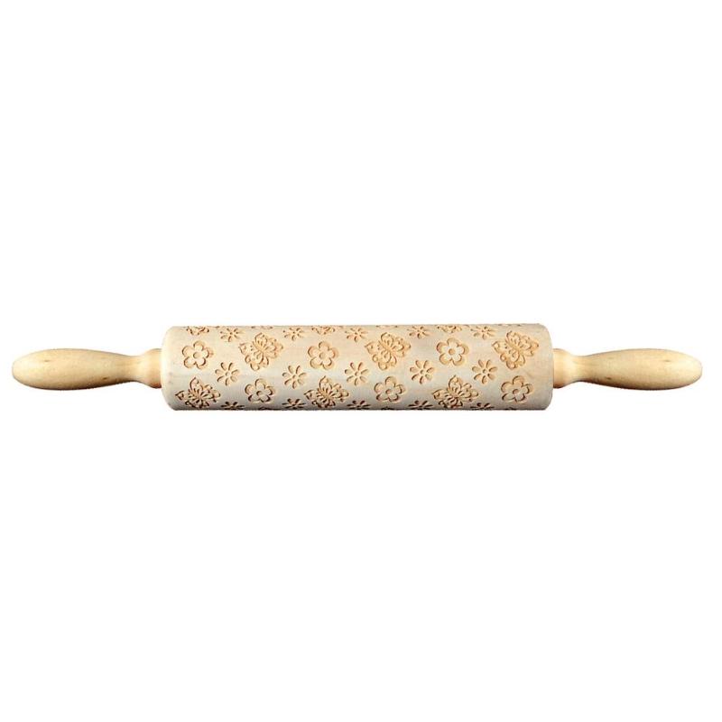 350X45X45mm Pasen Dag Embossing Houten Deegroller voor Koekjes Bakken Noodle Biscuit Rolling Pins Gegraveerd roller Sneeuwvlok: Butterfly