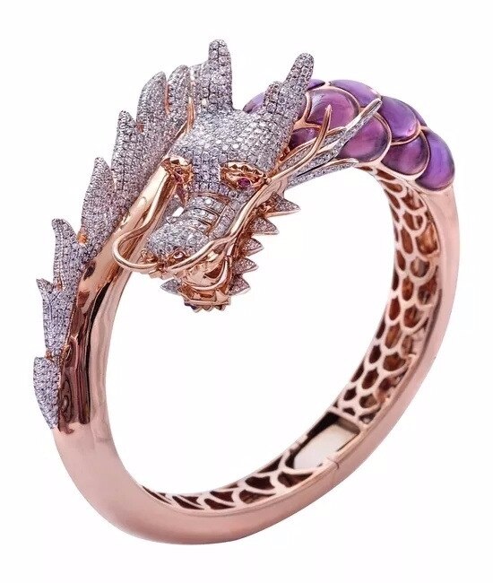 Unique Style Dragon Animal Ring 18KT Rose Gold Engagement Ring Vintage Wedding Band Rings For Women Party