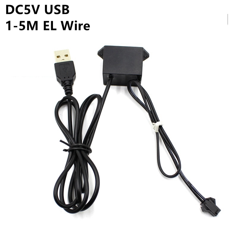 Adaptador de fuente de alimentación USB DC5V, controlador inversor para luz El cable electroluminiscente de 1-5M, CC a CA