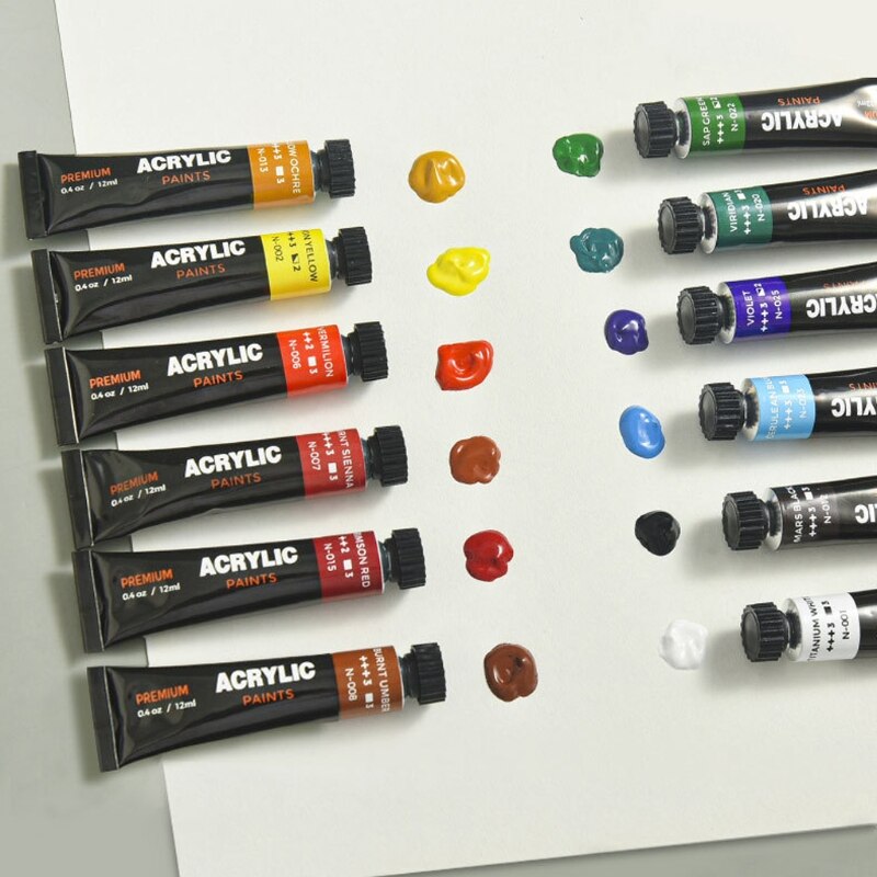 Acryl Verf Set 24 Kleur 12Ml Niet Giftig Acrylverf Perfect Voor Schilderen M2EC