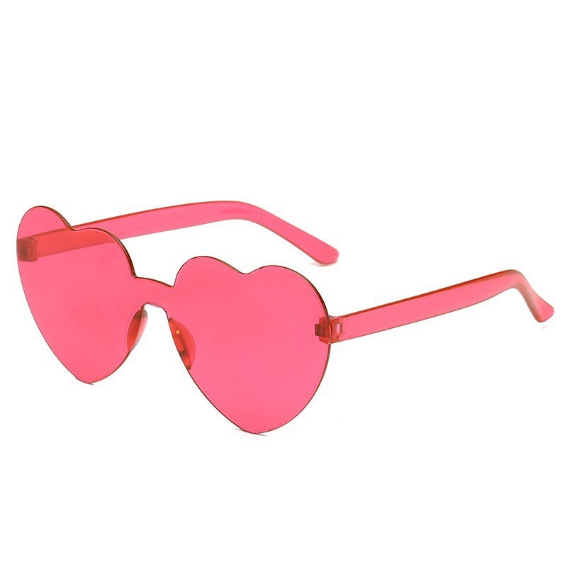 Mode Liefde Zonnebril Jelly Kleur Frameloze Mannen En Vrouwen Een Stuk Lenzen Zonnebrillen Motorcycle Riding Bril: Rose red
