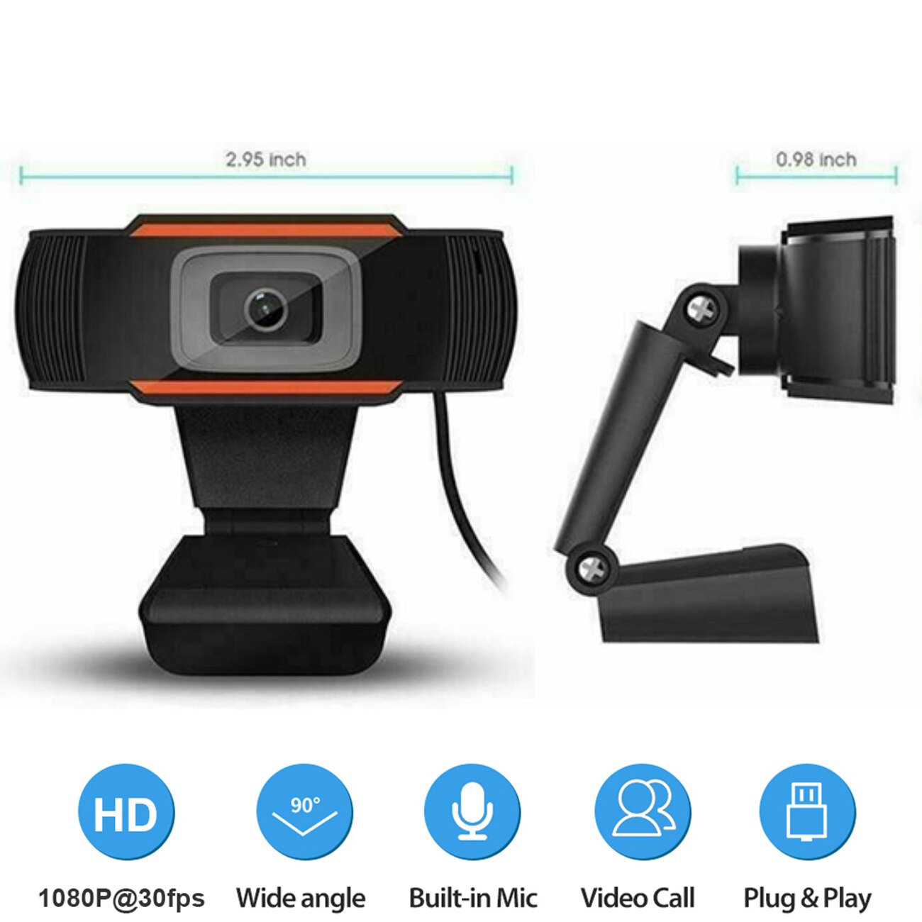 Wired Camera USB Connect HD Full 1080P Computer Device Webcam Plug and Play For Webcast Video Chat With Privacy Cover Household