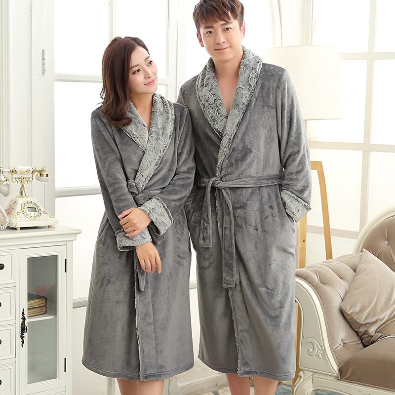 Peignoir de luxe pour hommes, peignoir Extra Long pour hommes, en fourrure douce, peignoir, Robe de nuit chaude pour amoureux