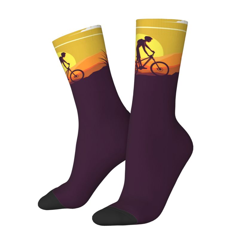 Cycling On The Mountain Bike Dress Socks Men's Women's Warm Cycling Bicycle Cyclist Biking Crew Socks: Dark Red