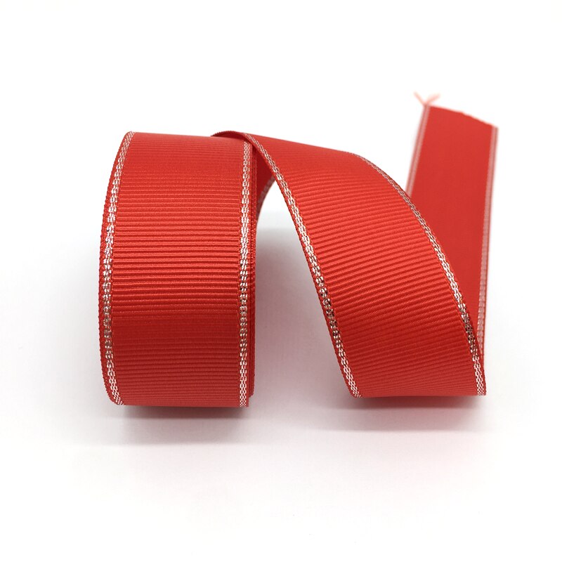 5 Yards 1 "(25mm) lint Bruiloft Decoratie Zilver Metallic Edge Grosgrain Lint Cadeaupapier Haar Strikken DIY Kerst Lint: Red