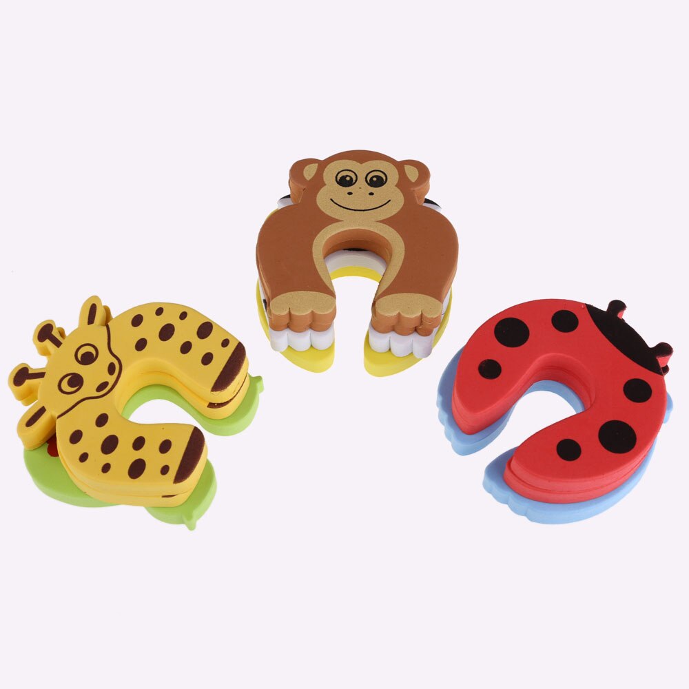 10pcs/Set Children Safety Cartoon Door Clamp Pinch Hand Security Stopper Cute Animal Baby Safety Door Stopper Clip Security