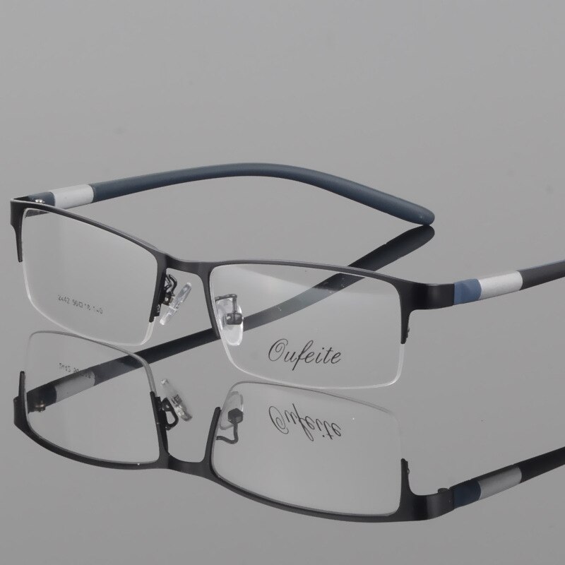 Eyewear Titanium Glasses Frame Men Eyeglasses Computer Optical Prescription Reading Clear Eye Lens male Spectacle lunette de vue: black