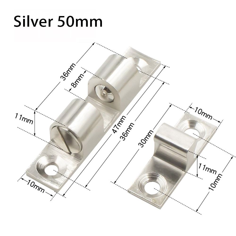 1 stk. dobbelt fjederstål kuglelås 40/50/60/70mm messing kobber dørfang dæmper buffer skab spænding lås dør kofanger: Elfenben
