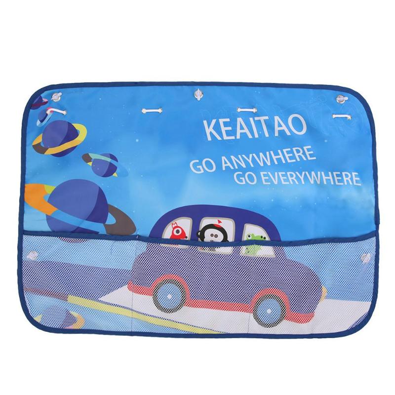 Cartoon patroon auto auto achter zijruit zonnescherm gordijn kind kinderen zonnebrandcrème hoes uv-bescherming met opbergnet: C