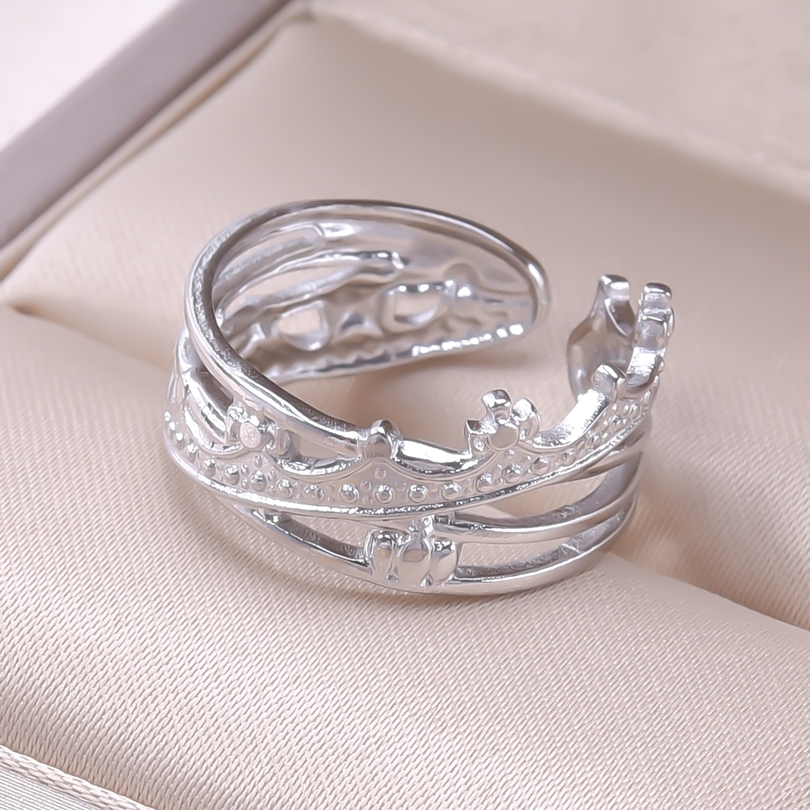 Anello corona in acciaio inossidabile per donna uomo Anello aperto regolabile irregolare Accessori per gioielli di moda punk minimalista Regali per feste: Rosso