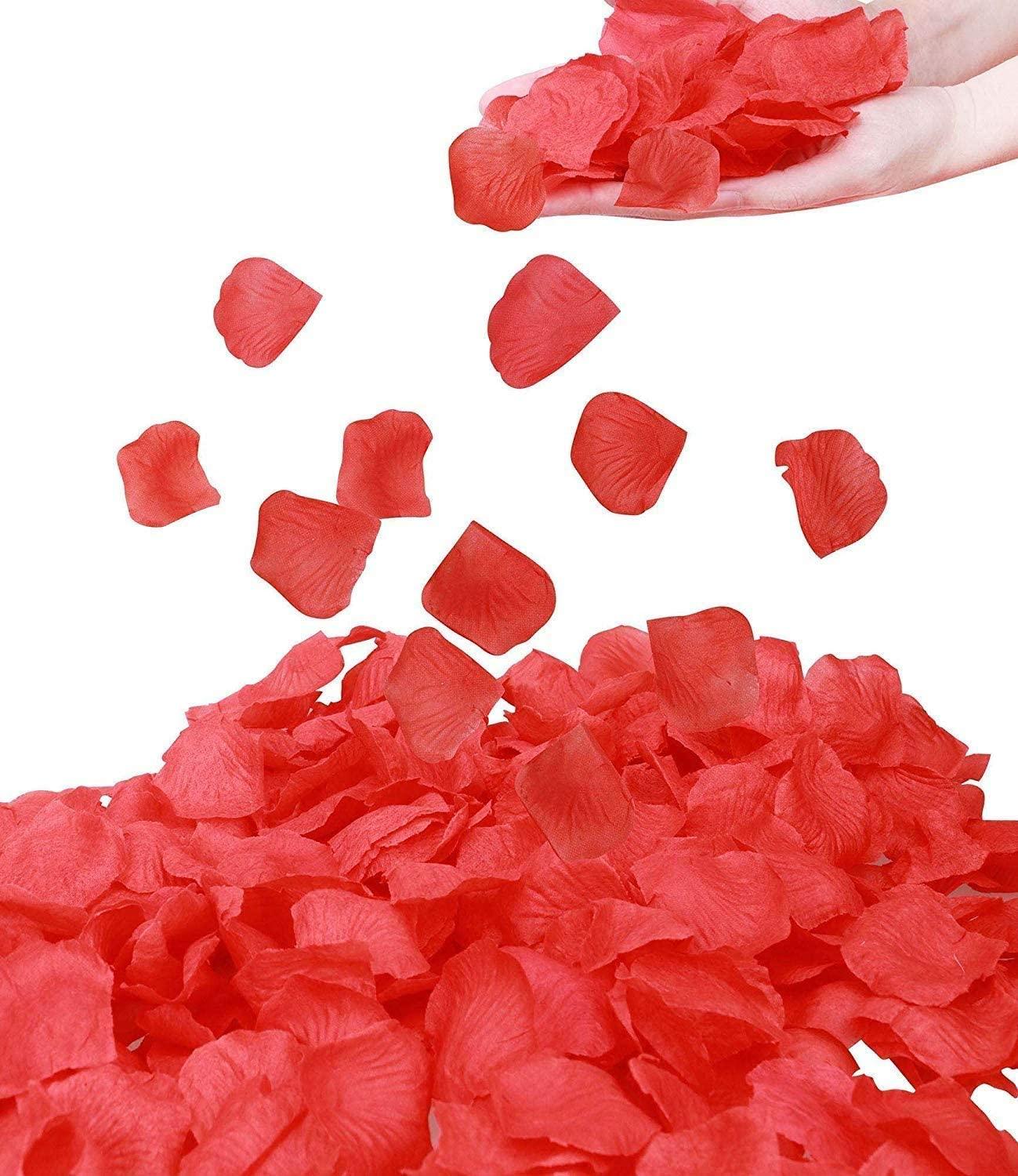 Pétalos de rosa de 1000 Uds., pétalo de seda roja, flor para boda, decoración para de noche romántica y decoración para eventos y fiestas de San Valentín