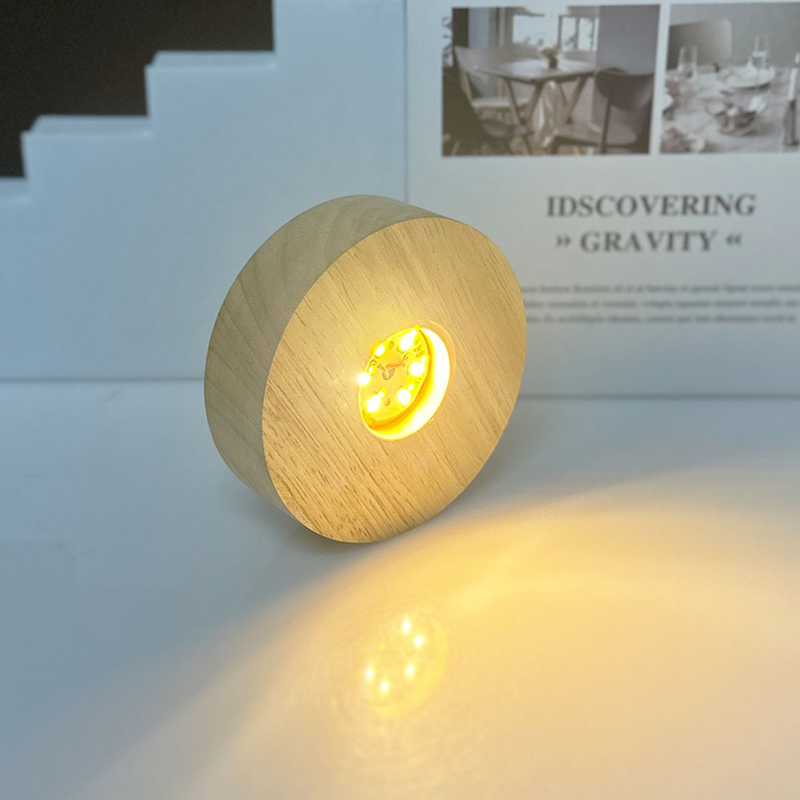 3d kristallglaskulor i harts, träställ, runda, 8cm 10cm varm- och kallljus led-sockel, drivs av aaa-batterier