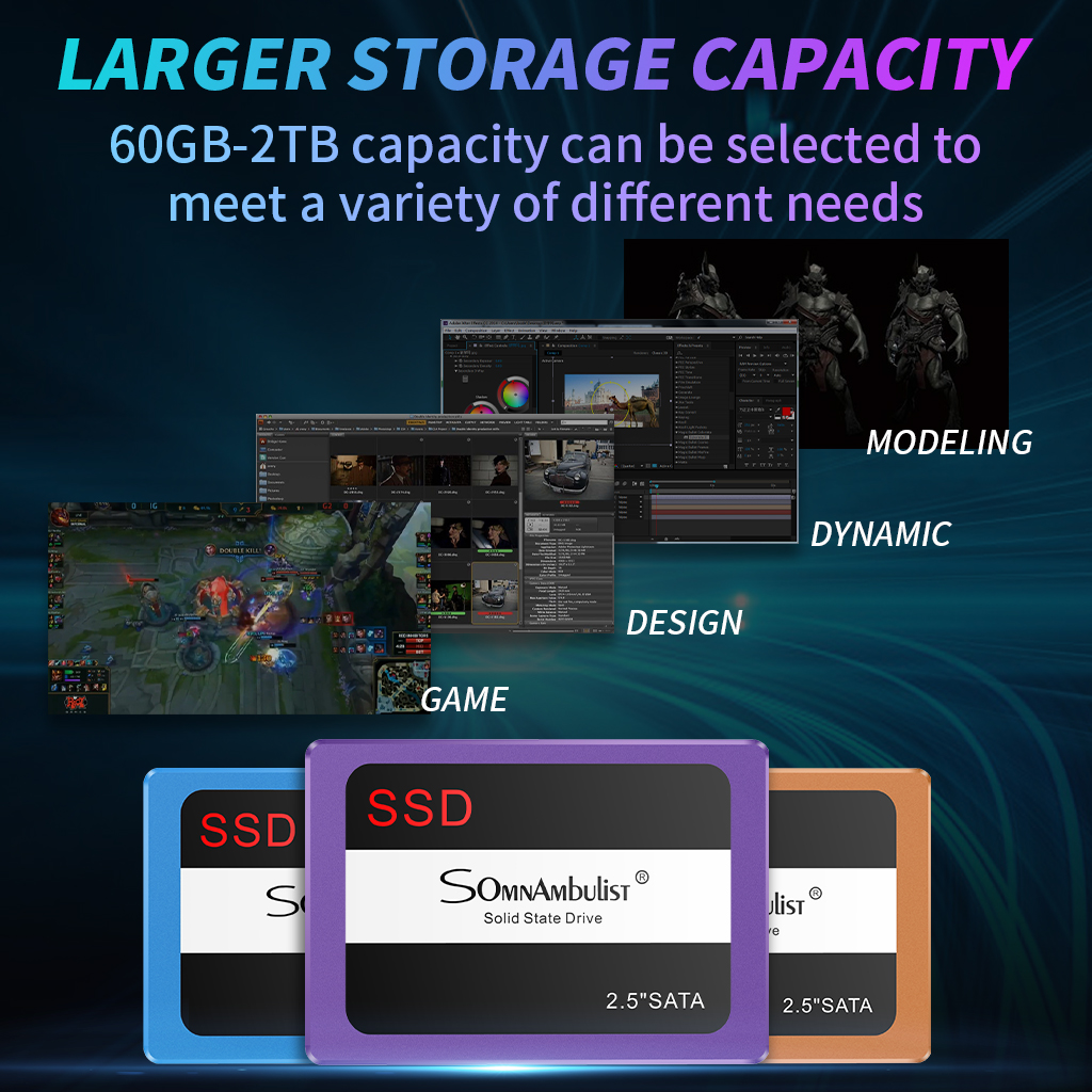 Nuovo ssd viola in plastica 60G 120G 240G 480G 960G 2T disco rigido a stato solido desktop SATA notebook SSD