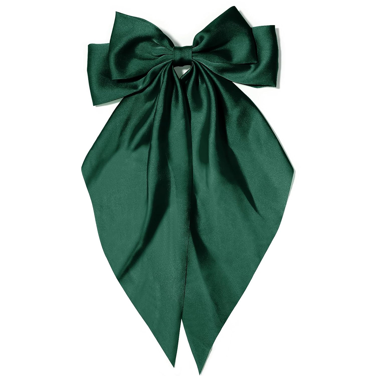 Grampo de cabelo com laço rosa feminino, grande laço de cetim branco, clipe de jacaré de cauda longa, laço de cabelo grande para meninas adequado para aniversário de casamento dan: Verde