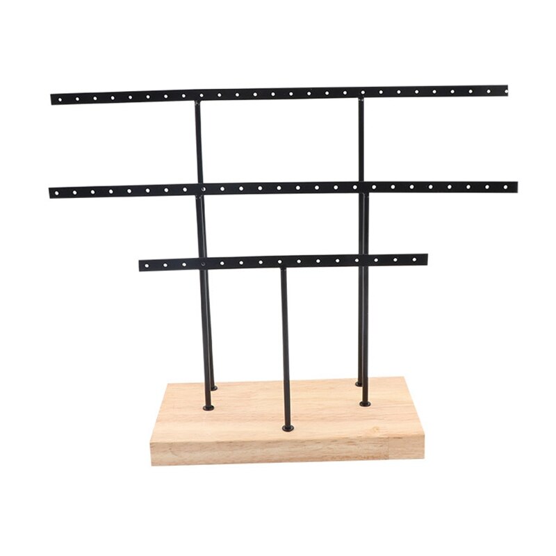 Opknoping Sieraden Display Rack Tree Organizer Metalen Rek Voor Holding Vrouwen Jewelries Oorbellen Ringen Kettingen Oor Stud Hanger: black wood color