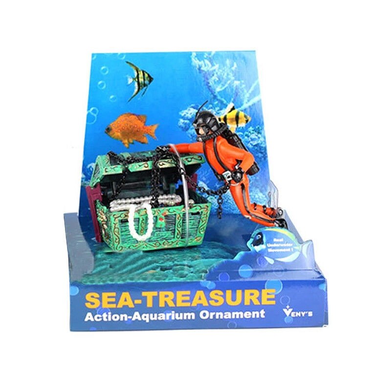 Fish Tank Sea Treasure Diver Air Action Ornament Resin Underwater Decorations For Aquarium: A