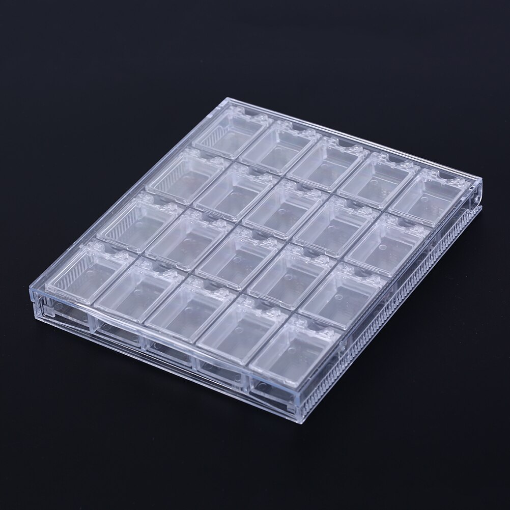 Clear Acryl Lege Opbergdoos Strass Kralen Sieraden Decoratie Nail Art Display Verwisselbare Container Case 20 Grids