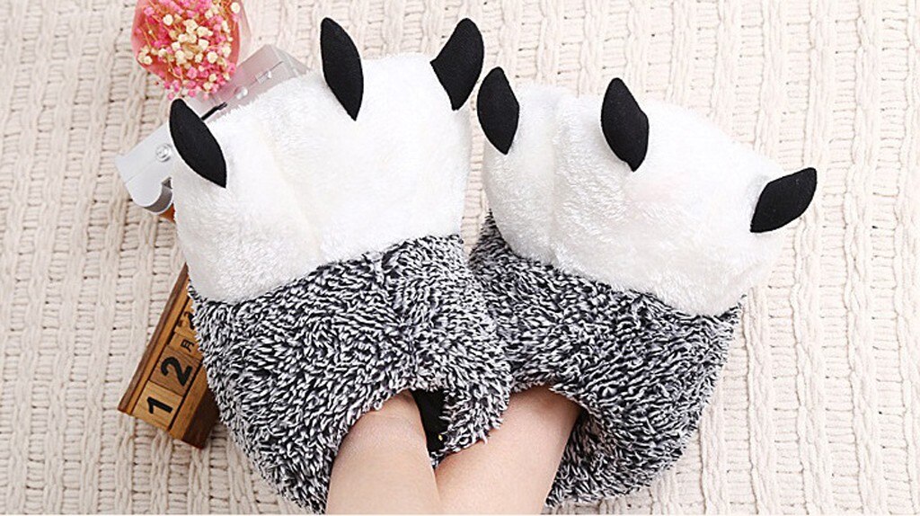 Winter Warm Soft Indoor Floor Funny Slippers Women Men Children Shoes Paw Animal Christmas Monster Dinosaur Claw Plush Home