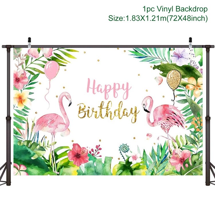 Aloha Birthday Party Backdrop Hawaii Tropical Flamingo Party Decor Summer Birthday Party Decor Kids Luau Aloha Party Supplies: Backdrop 2