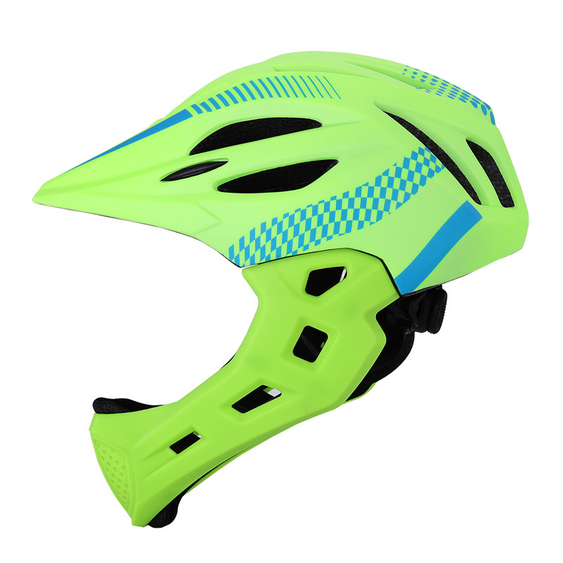 LED Kids Full Face Mountain Bike Helmet Balance Bike Sports Safety Kids Full Covered Helmets Downhill Scooter BMX Child 42-52CM: green blue