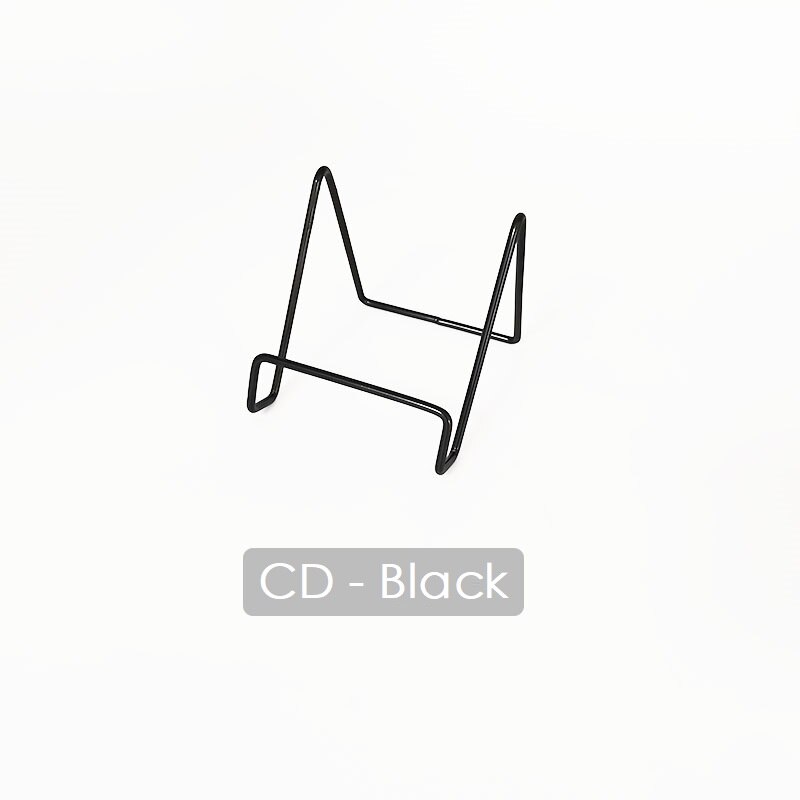 Black/Gold Holder Metal Desktop Display Stand Storage Shelf For CD LP Vinyl Record EP: Black-CD