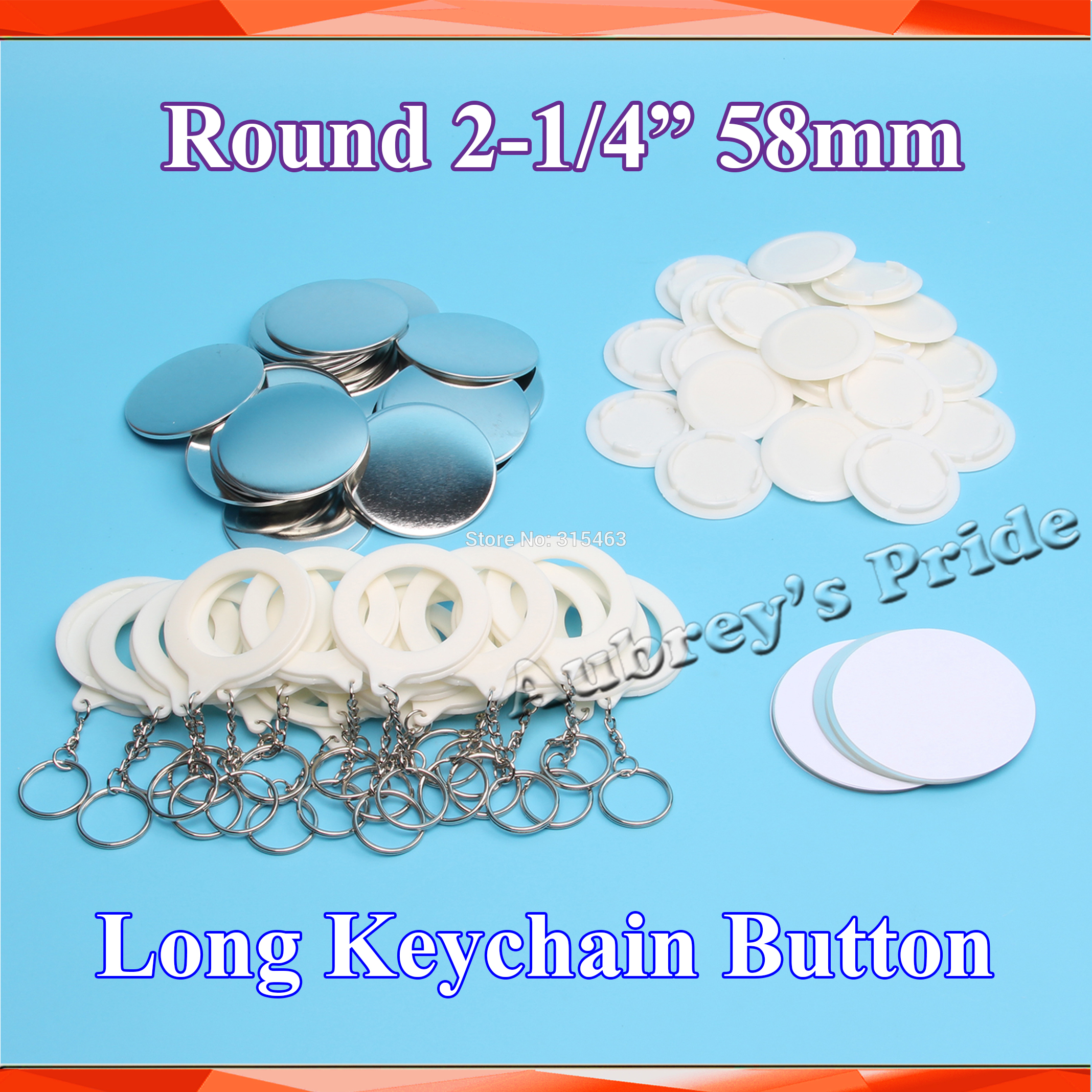 2-1/4 &quot;58mm 100 Sets Lange Sleutelhanger Kenteken Supply Materialen voor NIEUW Professionele Kenteken Button maker