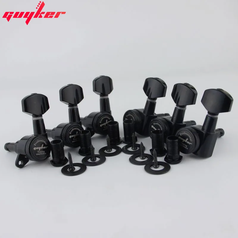 1 einstellen GUYKER Schwarz Verriegelung Gitarre Mechaniken Mechaniken Getriebe Verhältnis 1:18 gemacht in Korea: 6L