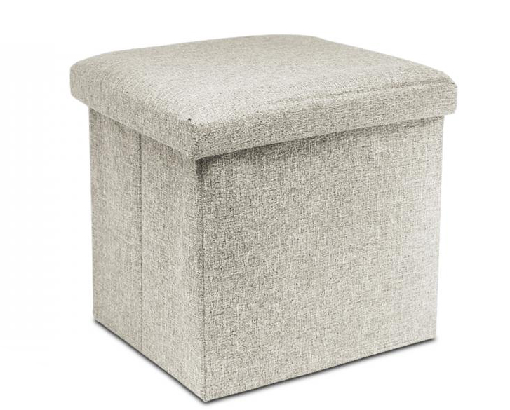 Puff Baúl Plegable 38x38x38 cm/Taburete Almacenaje Tapizado de Textil Tela Óptica Lino per Almacenamiento y Reposapiés - Asiento Silla Decorativ: YELLOW
