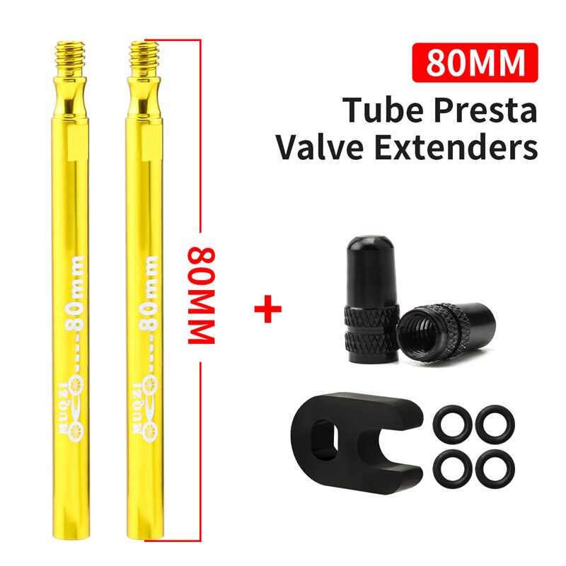 Rower zawór Presta Extender Clincher opon wymienny zawór dętka rozszerzenie Adapter zaworu z podstawowe narzędzie akcesoria rowerowe: Integrated 80mmGlod