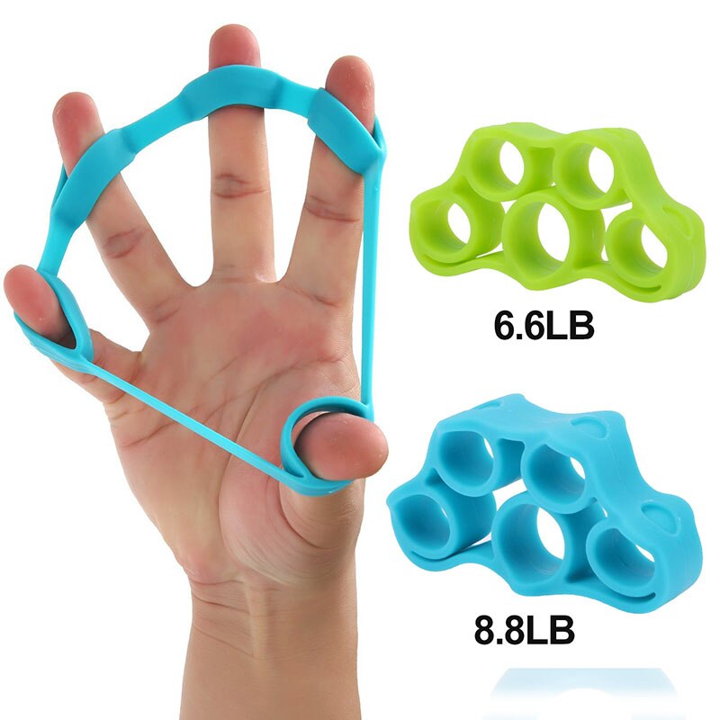 Finger modstand bånd finger hånd greb muskel styrke træning elastisk bånd gummibånd hånd stretch expander fitness udstyr: Grøn blå
