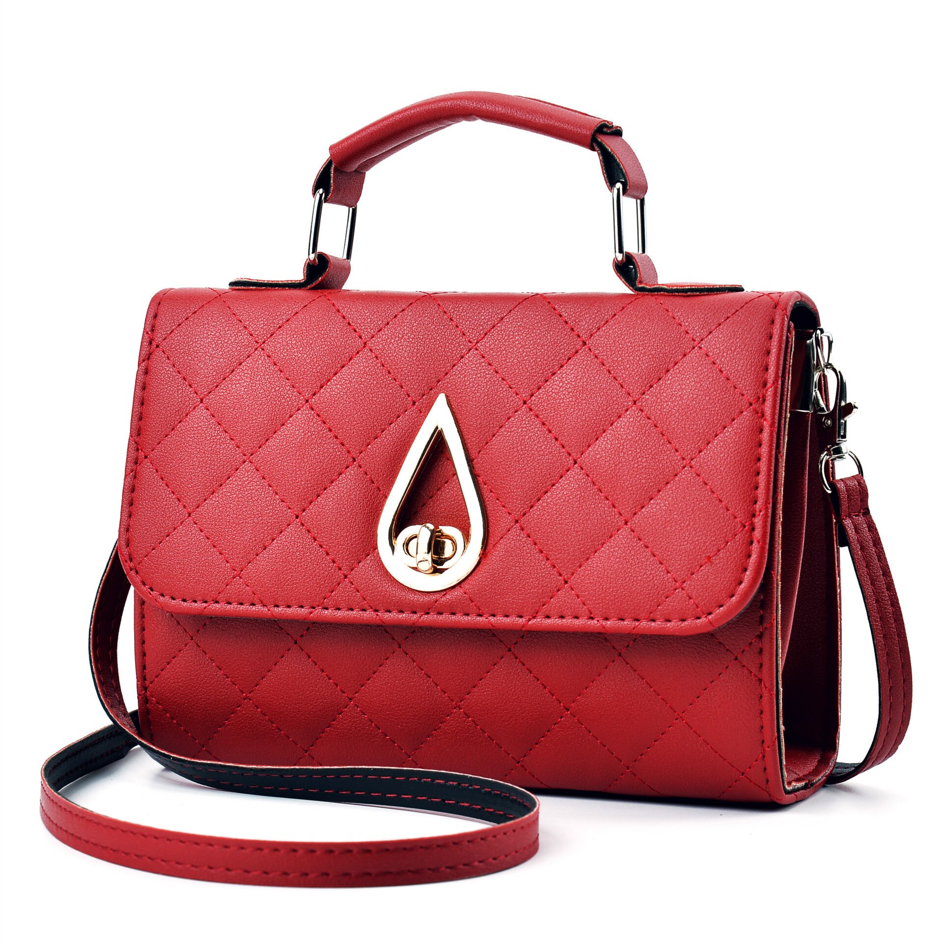 Women's shoulder bag Korean version Messenger red bag water embroidered lattice set clutch female shoulder bag 729: 729 Wine red
