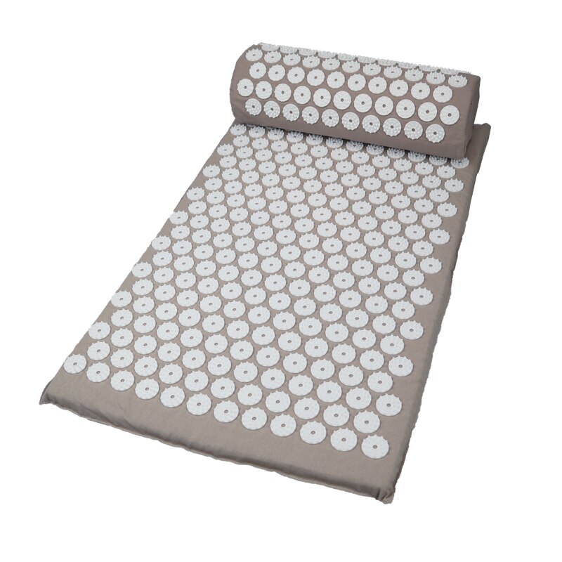 Cojín de acupuntura para aliviar el estrés, colchoneta de acupresión para el dolor de espalda/almohada, estera de masaje de Punta rosa, masaje y relajación: gray set