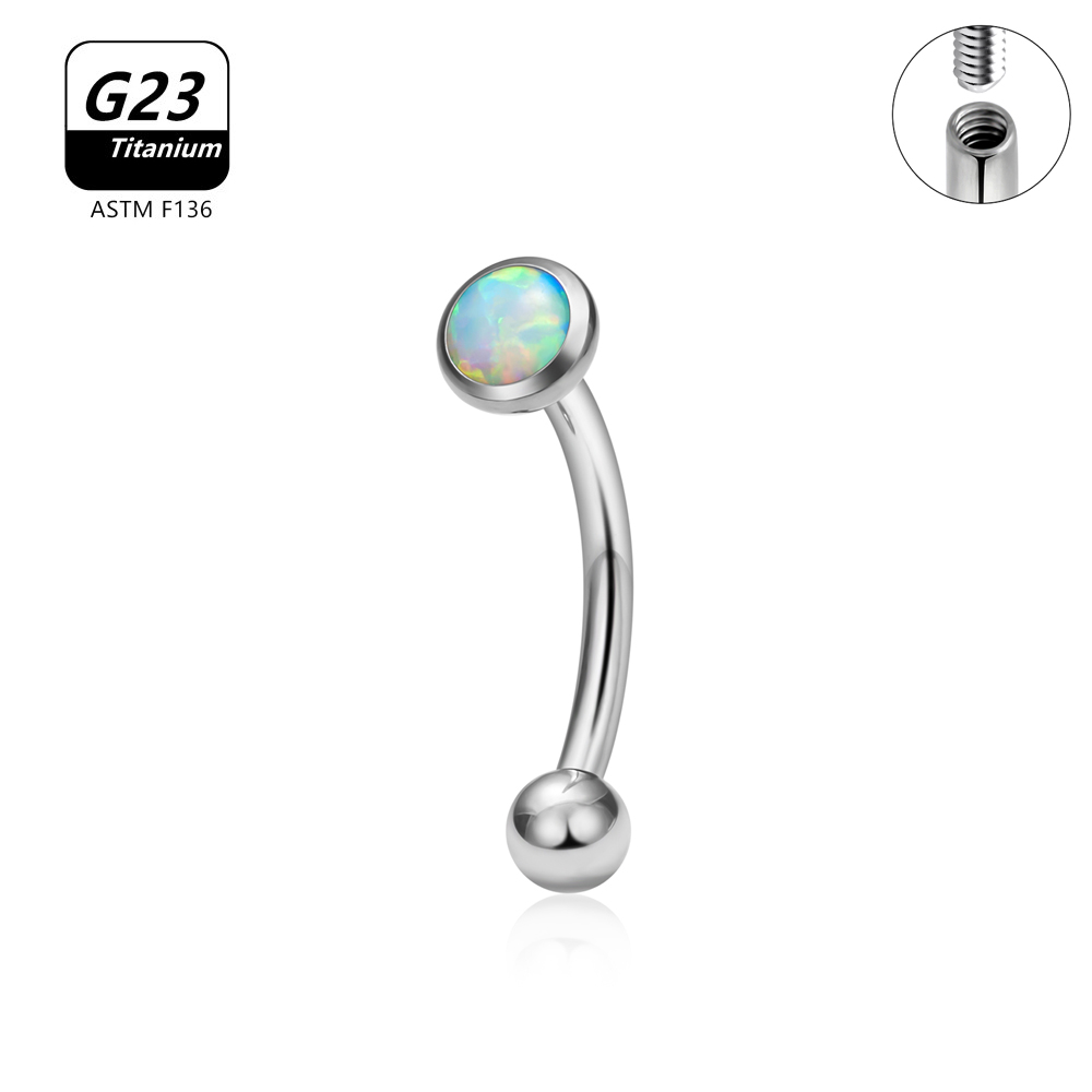 G23 titanio ASTM-F136 Piercings ceja hilo interno Piercings de cejas joyería del cuerpo para mujeres pendiente de circón