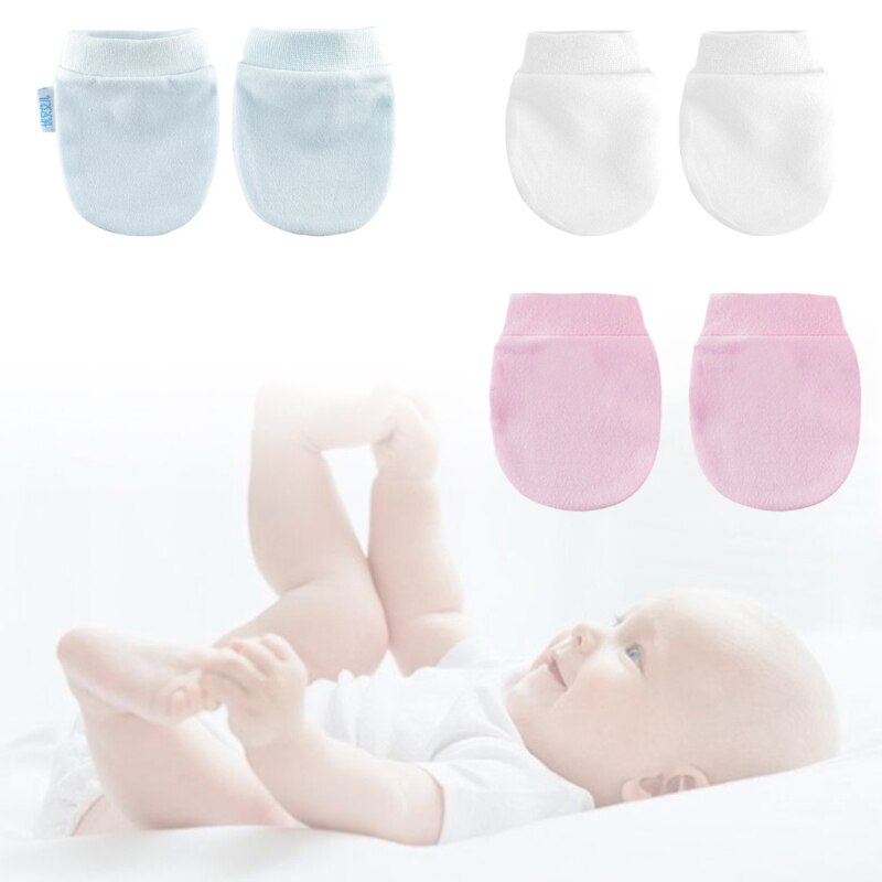 4 Paar/set Eenvoudige Leuke Baby Gebreide Handschoenen Pasgeboren Anti-Eten Hand Anti-Grijpen Handschoen