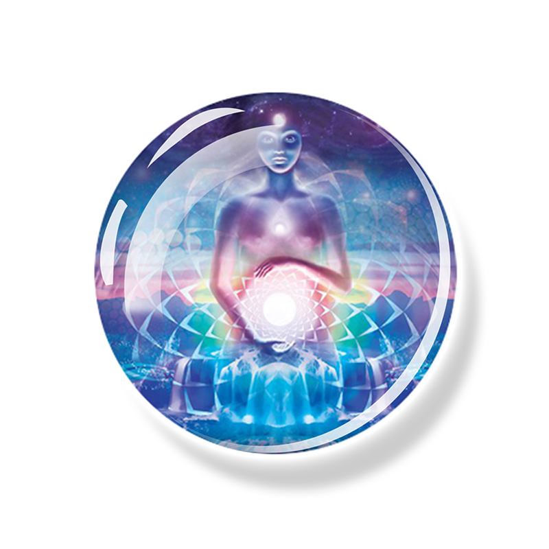 7 Chakra Totem Magnet Fridge Meditation Yoga Mandala Hinduism Glass Dome Refrigerator Magnets Stickers Indian Buddha Home Decor: Lavender