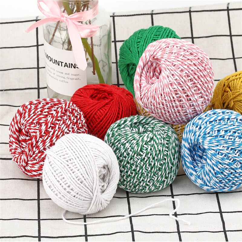 100m 1.5mm-2mm Dubbele Kleuren Katoen Touw DIY Handgemaakte Ambachten Weave Cords Accessoires Mason Jar Decors Wikkelen Tag Koord