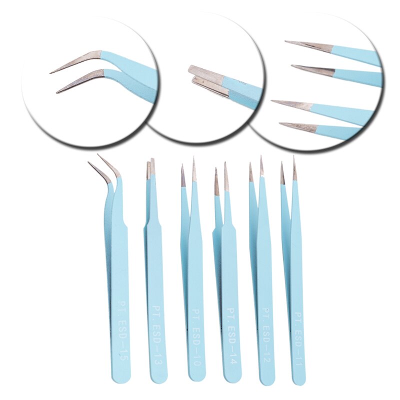 6 sztuk ESD antystatyczny zestaw pincet elektronika ze stali nierdzewnej precyzyjna konserwacja zestaw narzędzi robić naprawy modelarstwo zestaw narzędzi ręcznych