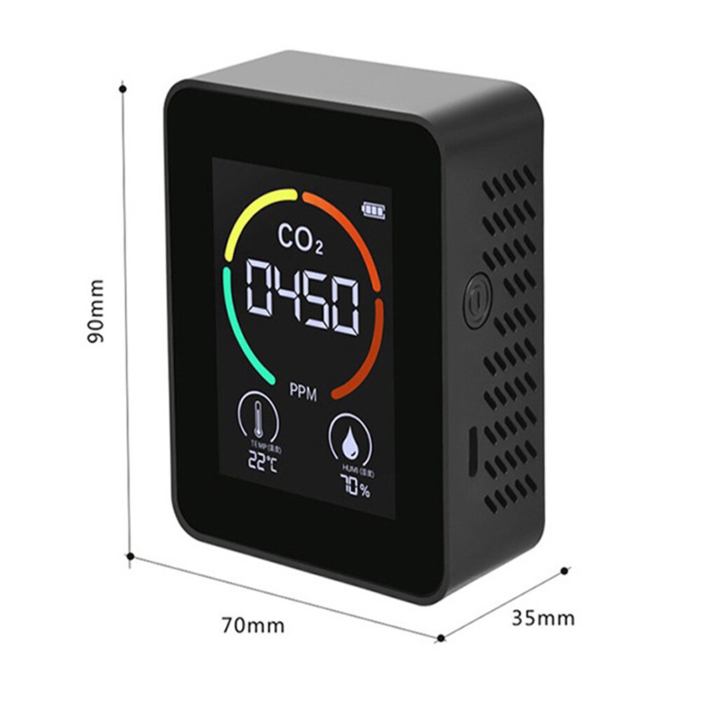 Air Monitor CO2 Carbon Dioxide Detector Air Temperature Sensor Tester Humidity Monitor Fast Measurement Meter Detector: black