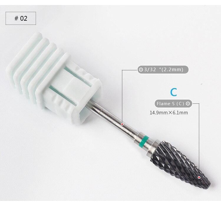Sorte keramik neglebor grater nano coating negle bor bits til manicure negle bor tilbehør negle fræser: C