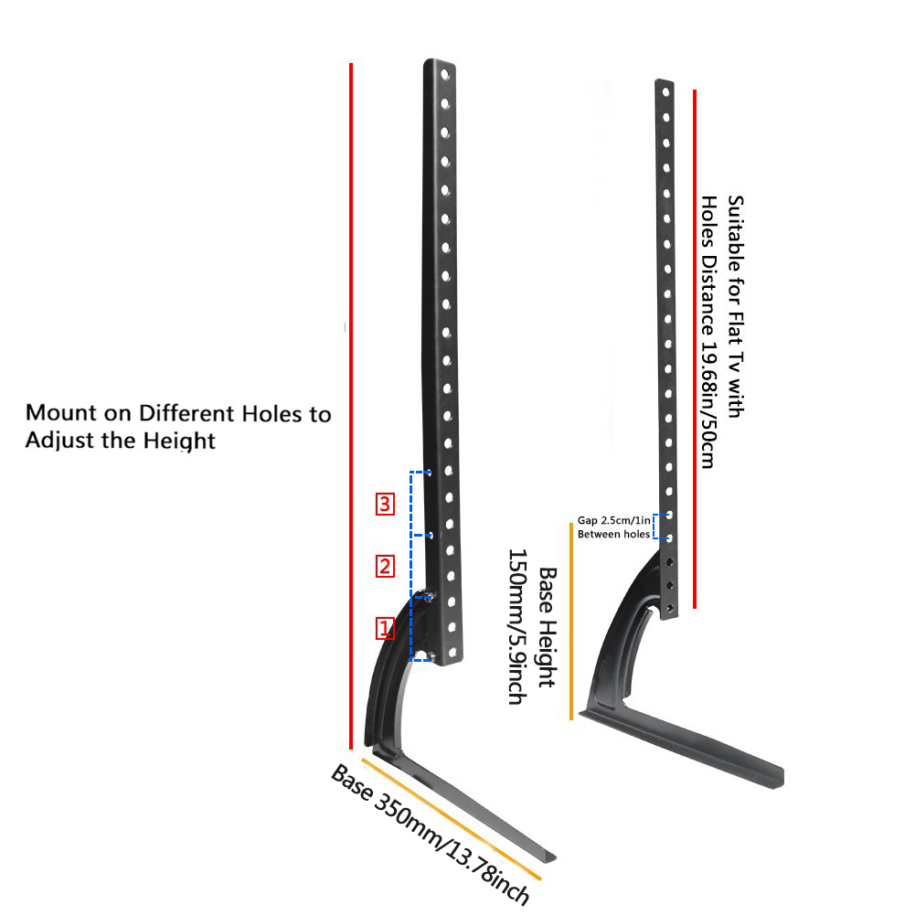 Universal Table Top TV Monitor Stand Base with Height Adjustment fit 32-65" Flat Screen TV VESA up to 800x600mm 110Lbs Capacity