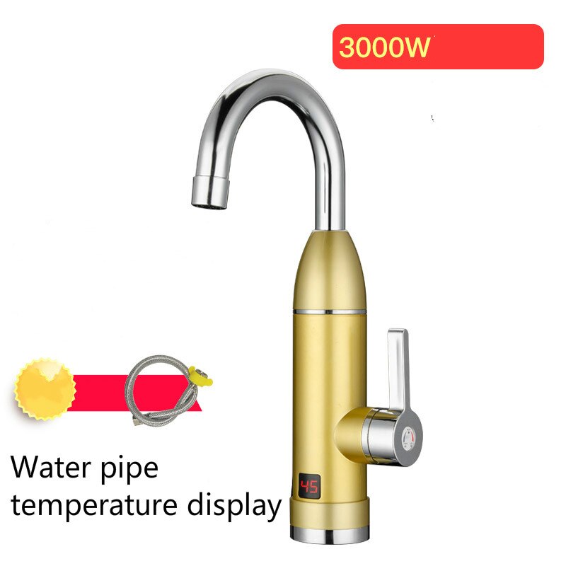 Rubinetto elettrico per acqua calda per uso domestico cucina calda e calda istantanea risparmio energetico lato inferiore ingresso acqua doccia calda e fredda: d'oro