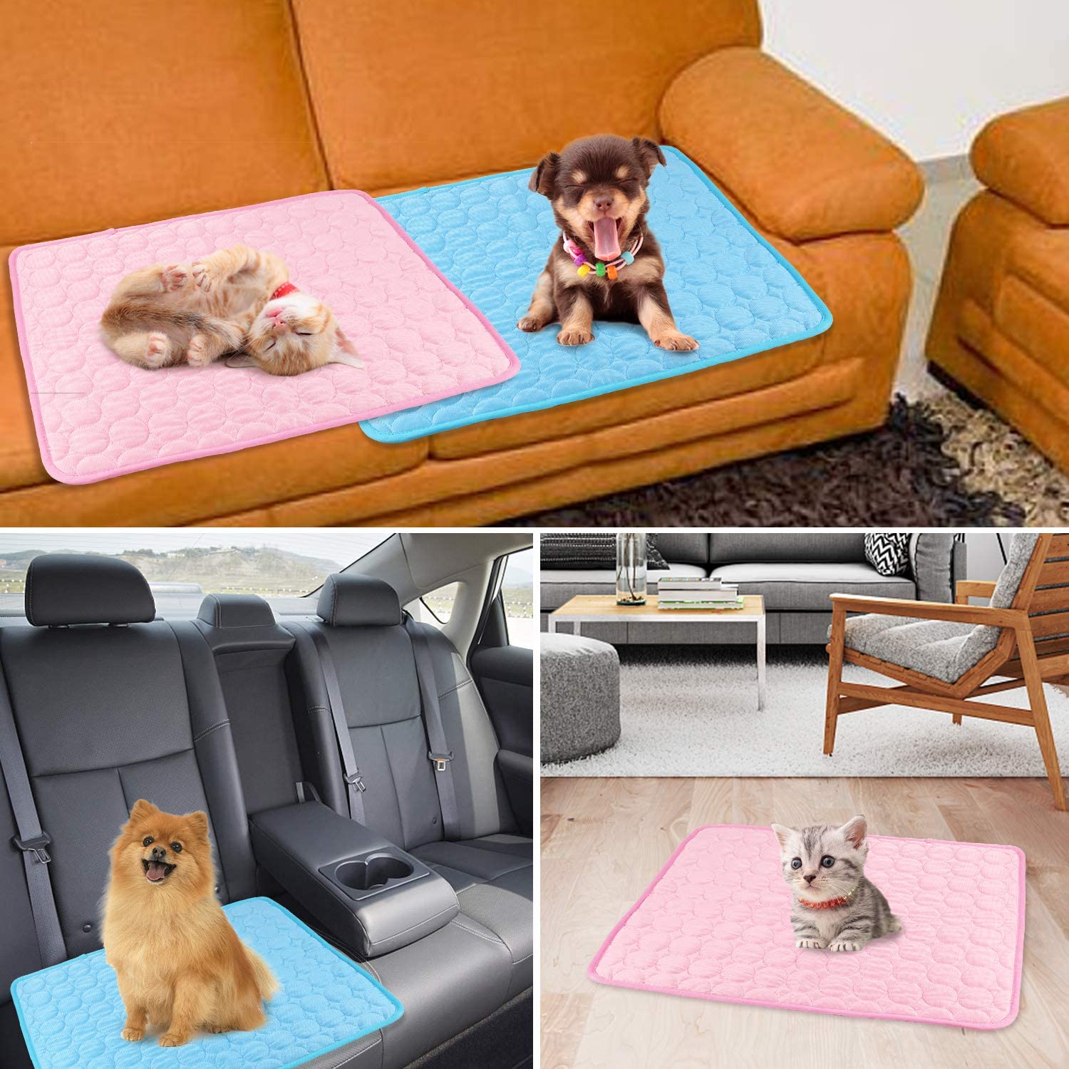 2- pack koelmat voor honden, wasbaar koeldeken voor honden en katten, ademende hondenmat, zomerbed voor honden, klein, middelgroot en groot