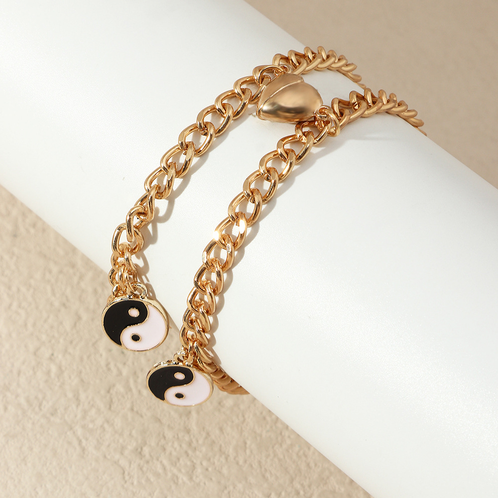 Veninder par magnet armbånd til kvinder sladder sort hvid guld armbånd kvinde kærlighed hjerte magnet armbånd
